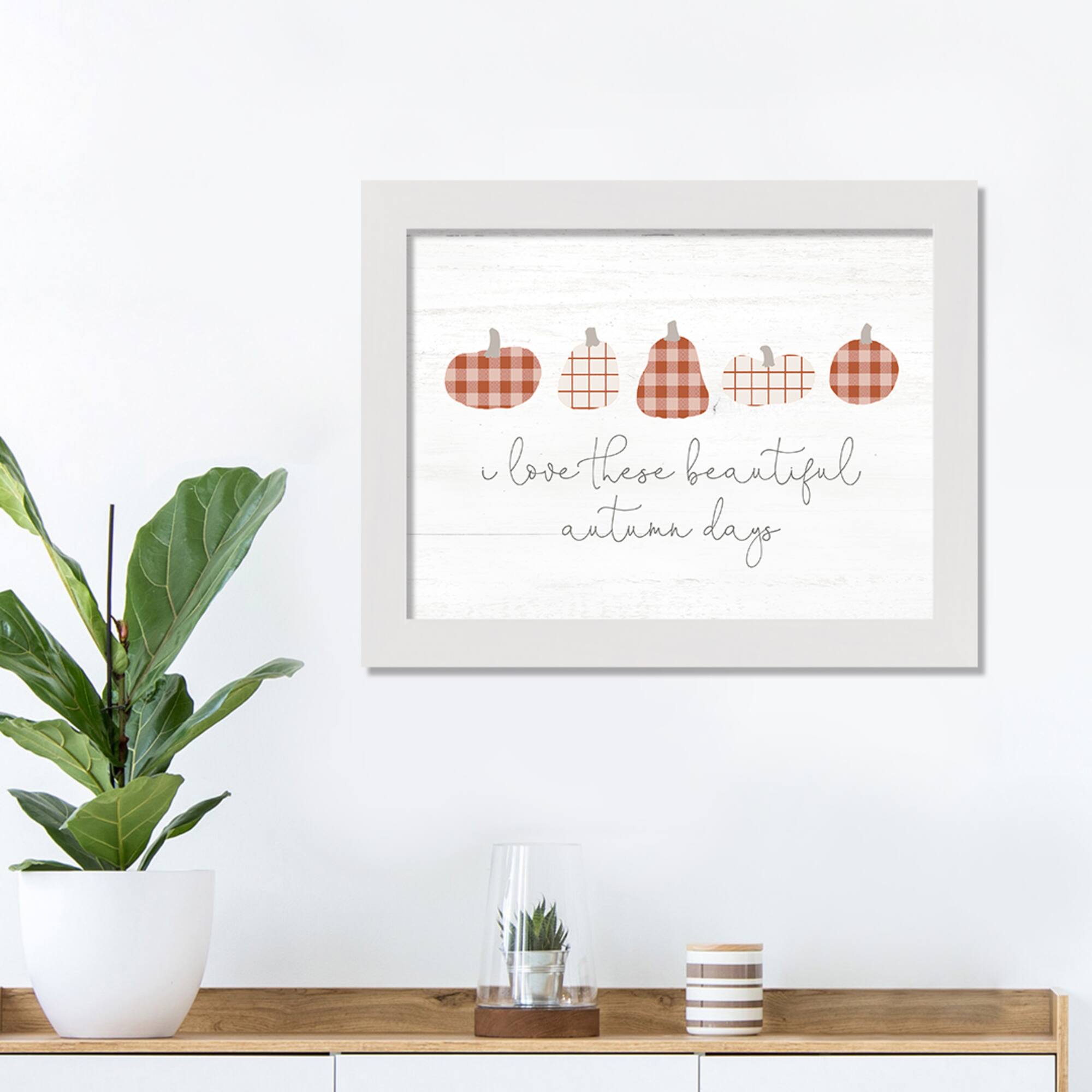 Autumn Days Fall Print in Walnut Frame